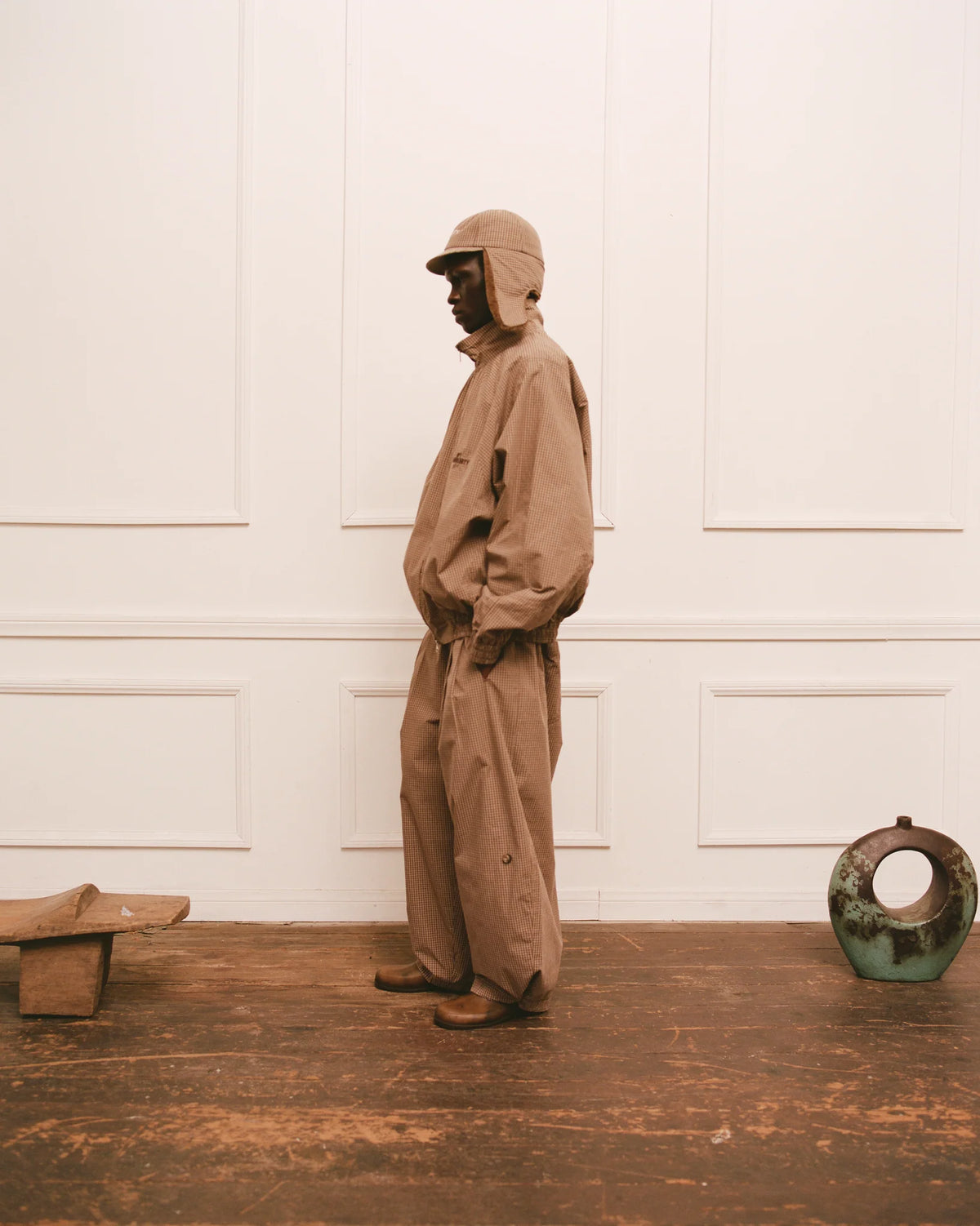 PLAID JAPANESE TRIPTYCH TRACK PANT