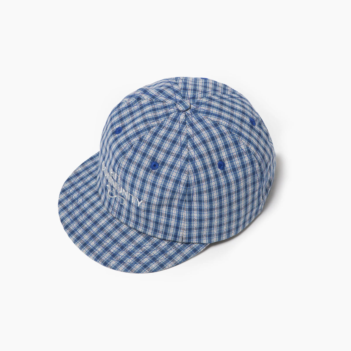 BLUE PLAID SHORT BRIM CAO