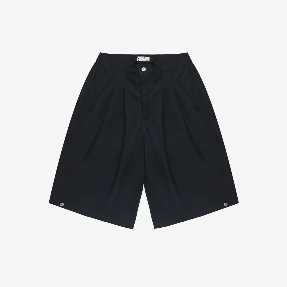 Black Nylon Canvas Jort