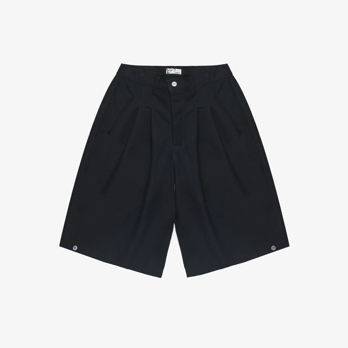 Black Nylon Canvas Jort