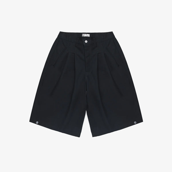 Black Nylon Canvas Jort