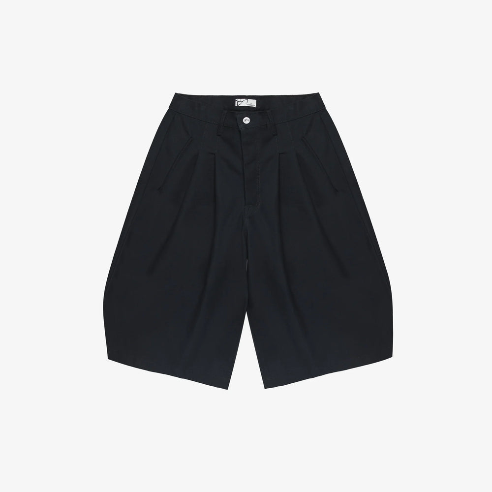 Black Nylon Canvas Jort