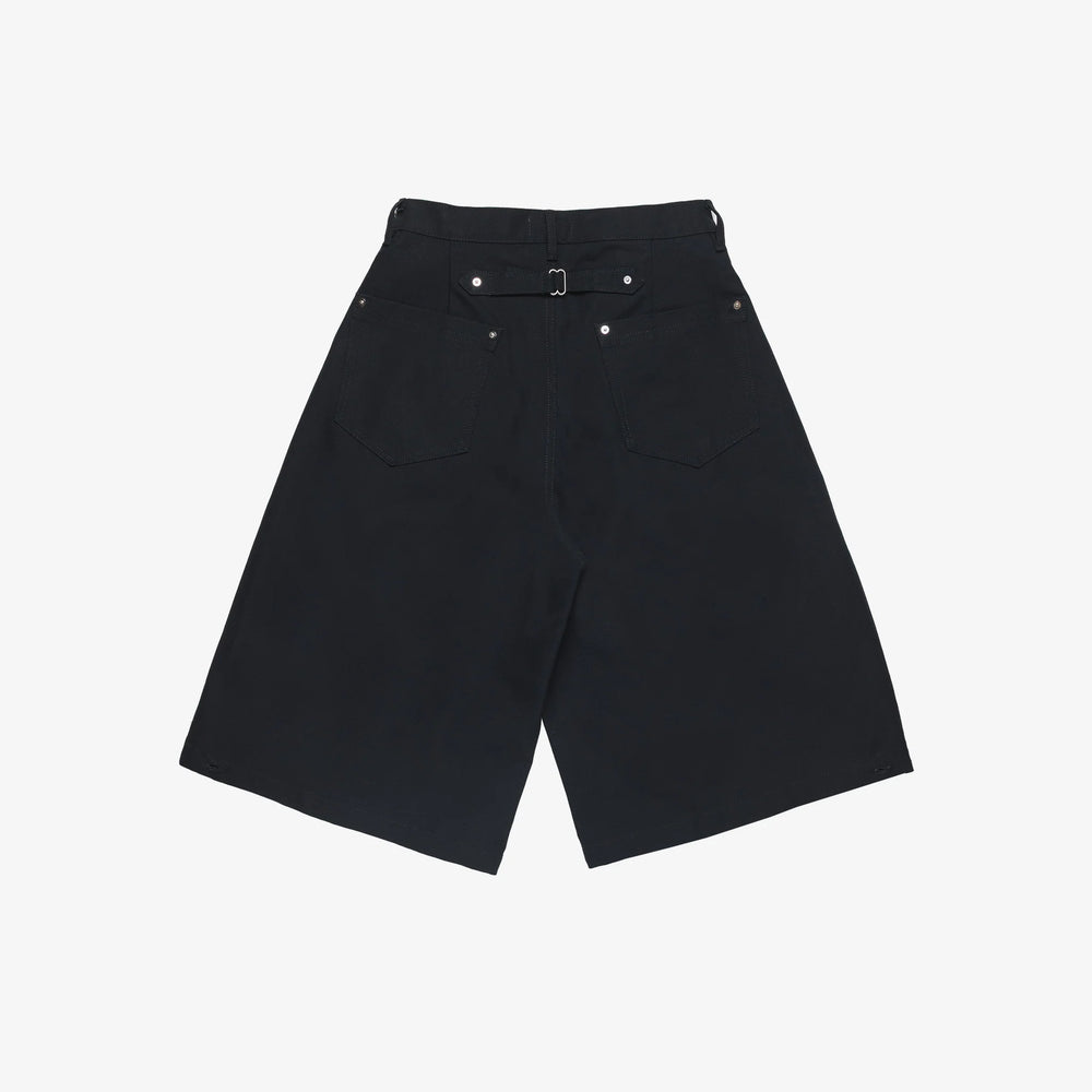 Black Nylon Canvas Jort