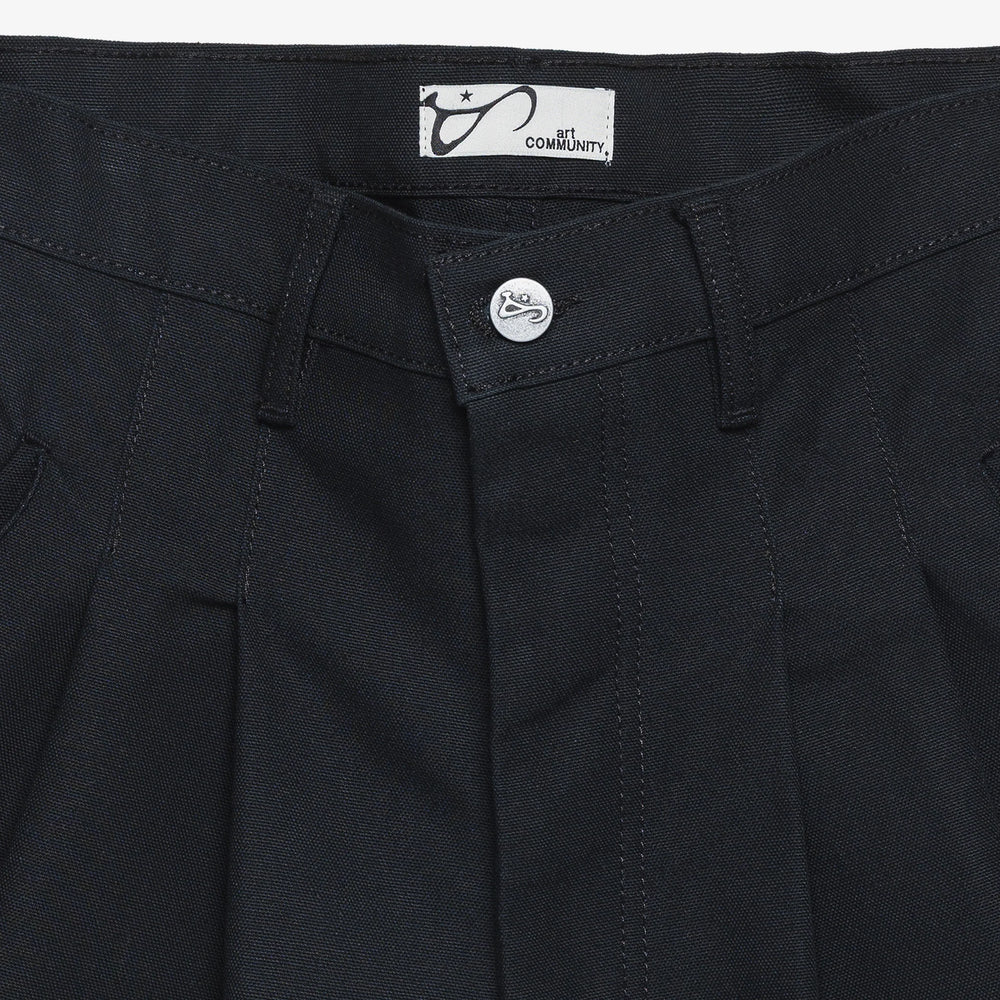 Black Nylon Canvas Jort