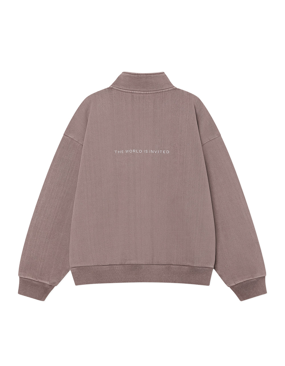 WASHED EMBROIDERED HALF ZIP-UP