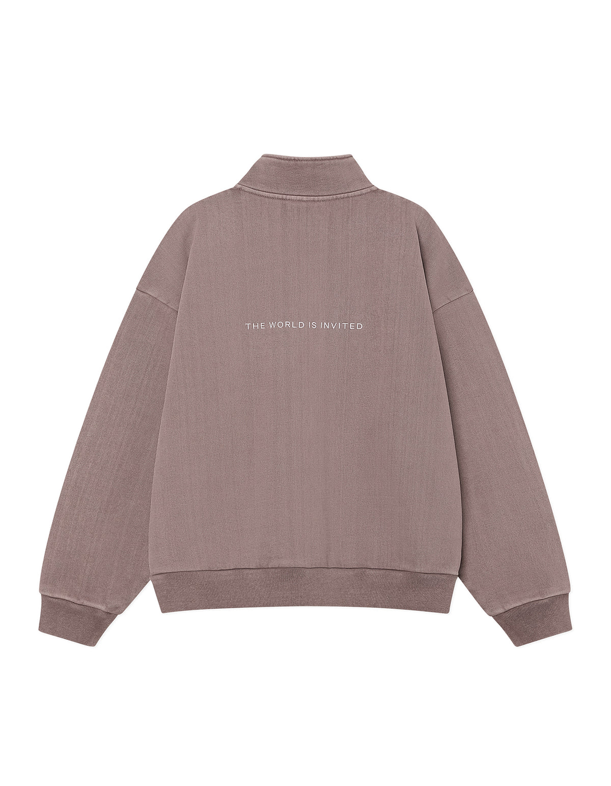 WASHED EMBROIDERED HALF ZIP-UP