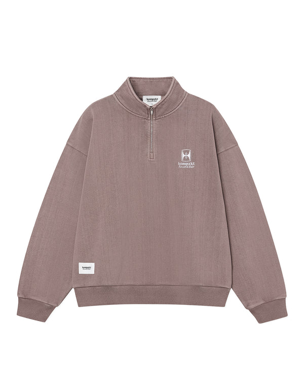 WASHED EMBROIDERED HALF ZIP-UP