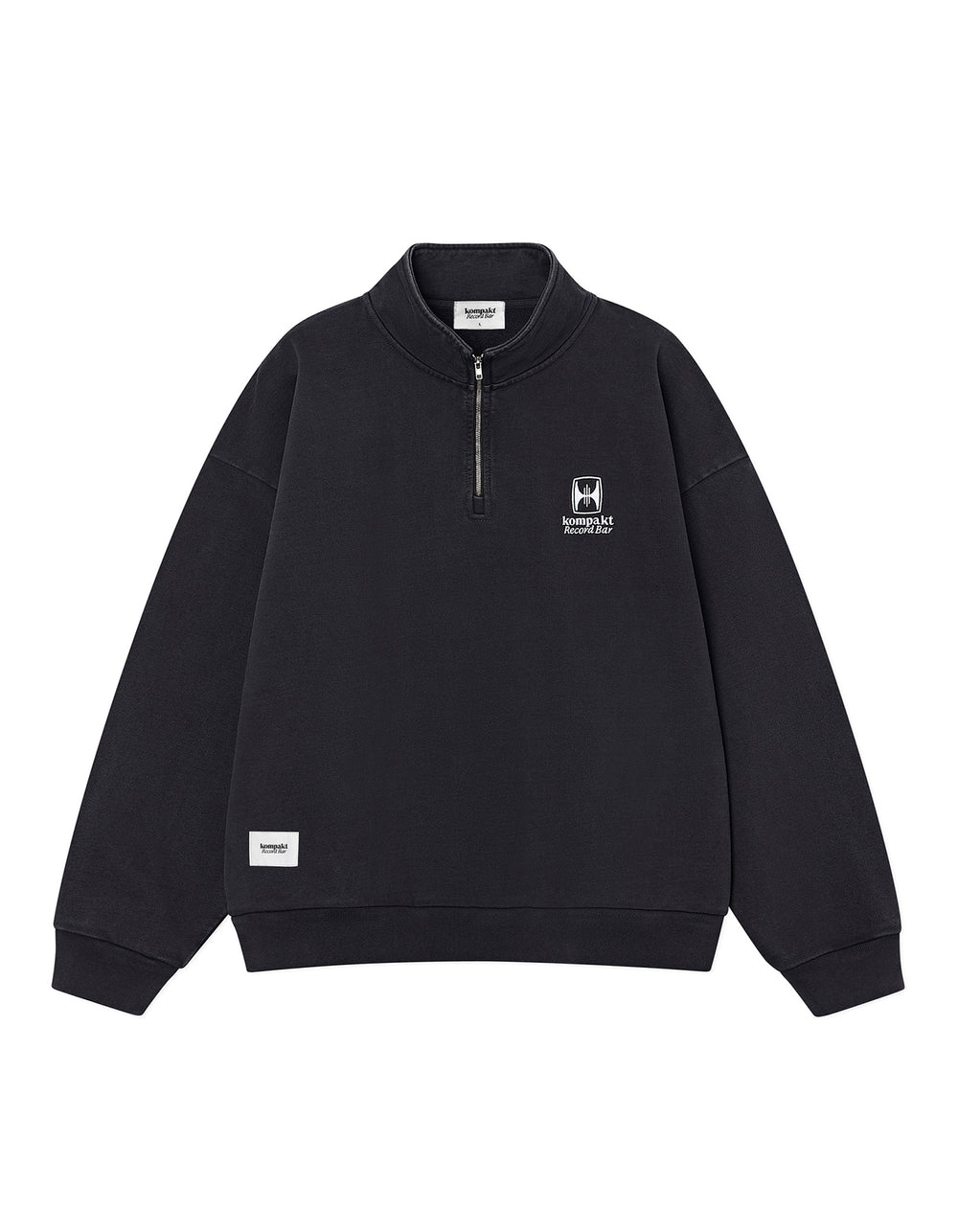 WASHED EMBROIDERED HALF ZIP-UP