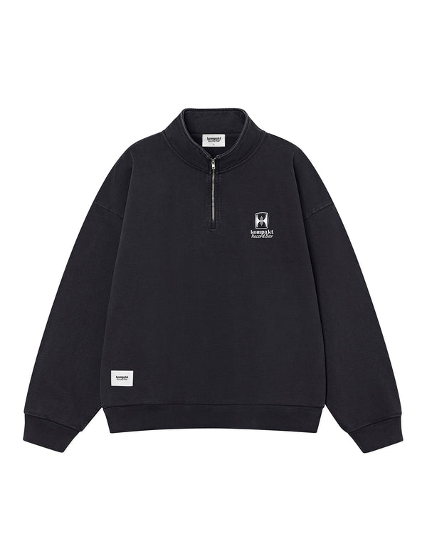 WASHED EMBROIDERED HALF ZIP-UP