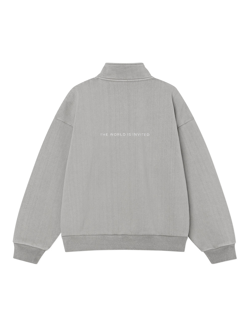 WASHED EMBROIDERED HALF ZIP-UP