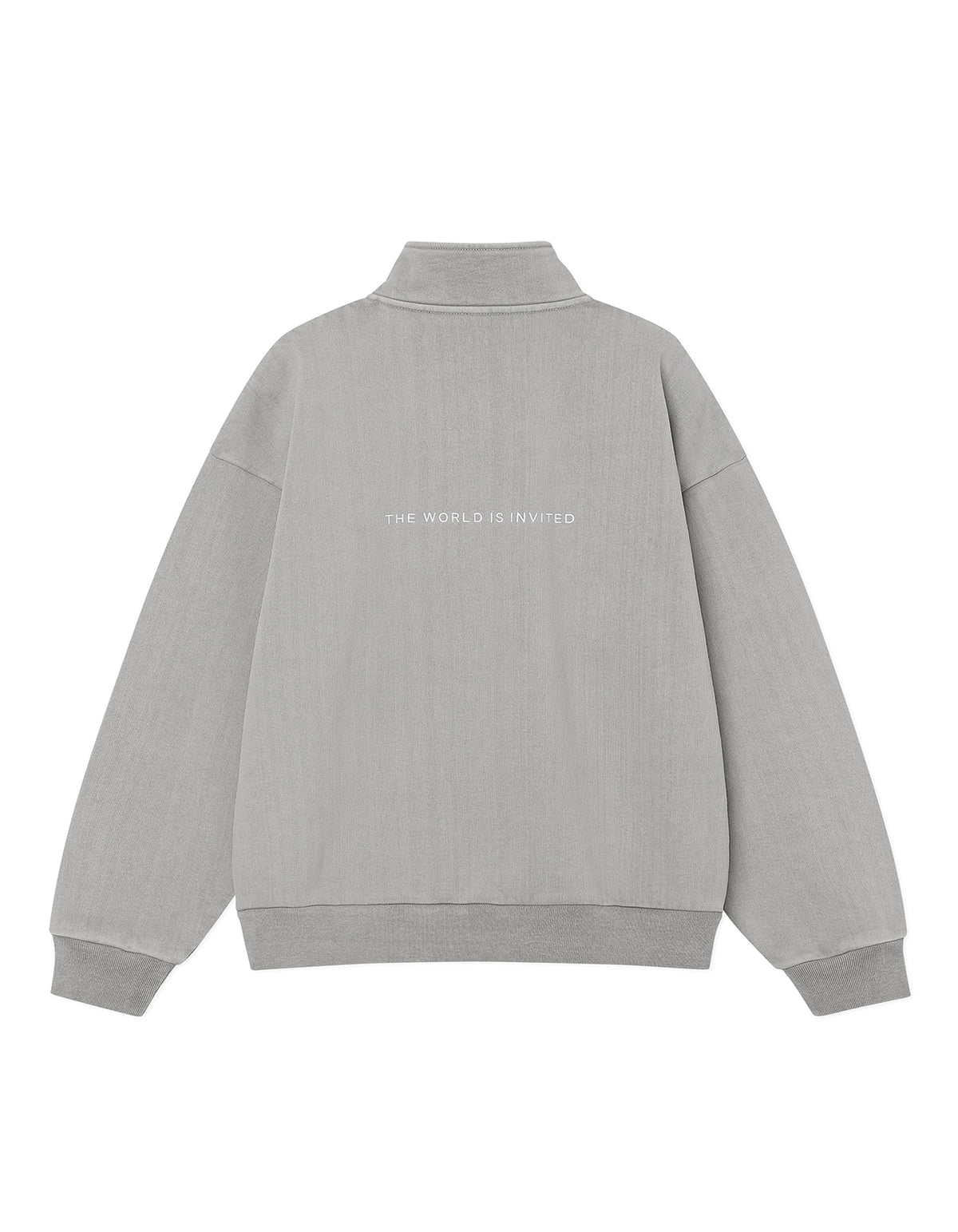WASHED EMBROIDERED HALF ZIP-UP