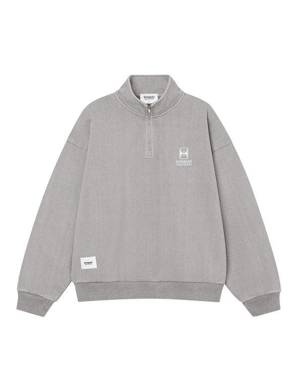 WASHED EMBROIDERED HALF ZIP-UP
